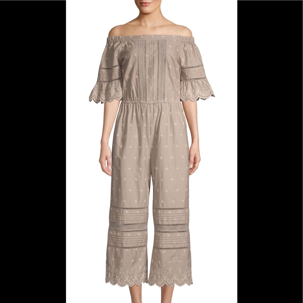 LOVE SAM WATER LILY OFF THE SHOULDER JUMPSUIT NWOT
